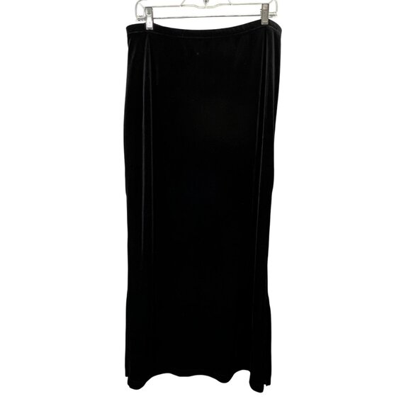 90s Ronni Nicole Velvet Velour Maxi Skirt L XL Black Pull On Witchy Grunge Goth - Picture 1 of 6